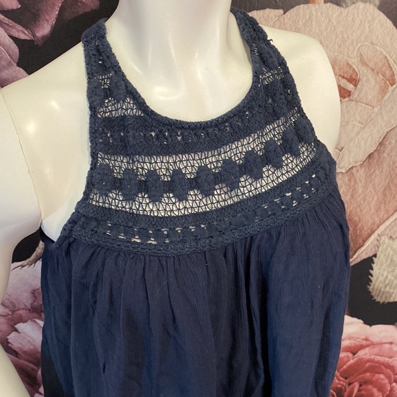 Dark Blue Crochet Top Tank ( large but fits medium ) - Picture 2 of 3